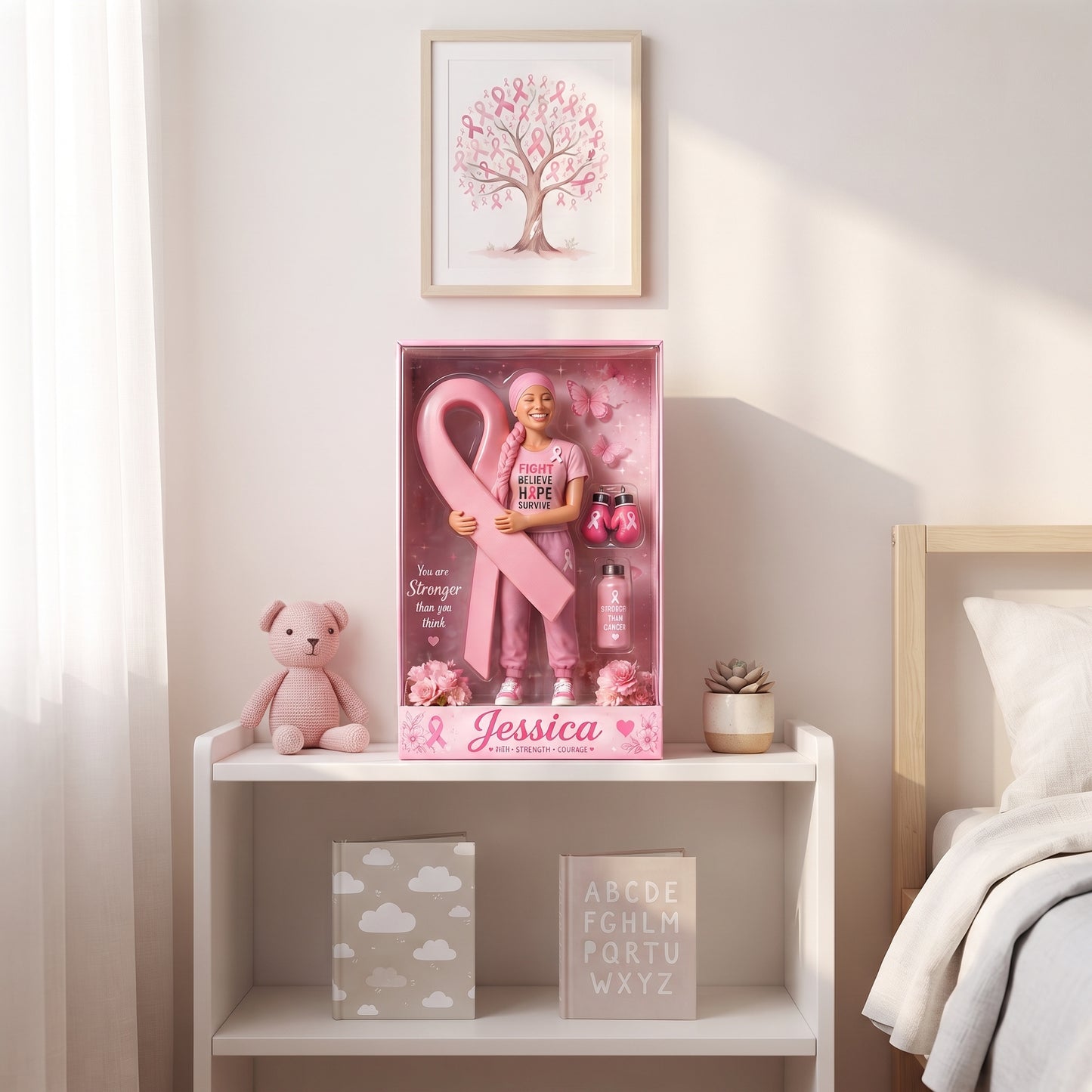 Pink Fighter - Personalized Breast Cancer Awareness Custom Shaped Acrylic Plaque