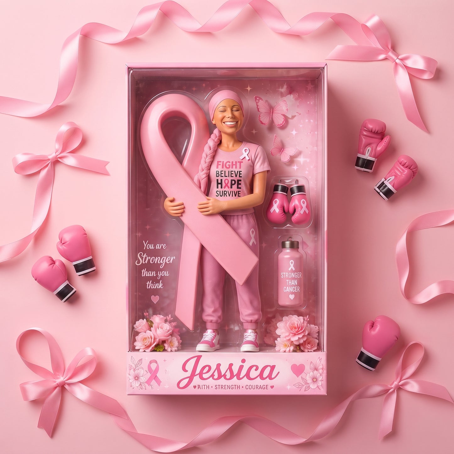 Pink Fighter - Personalized Breast Cancer Awareness Custom Shaped Acrylic Plaque