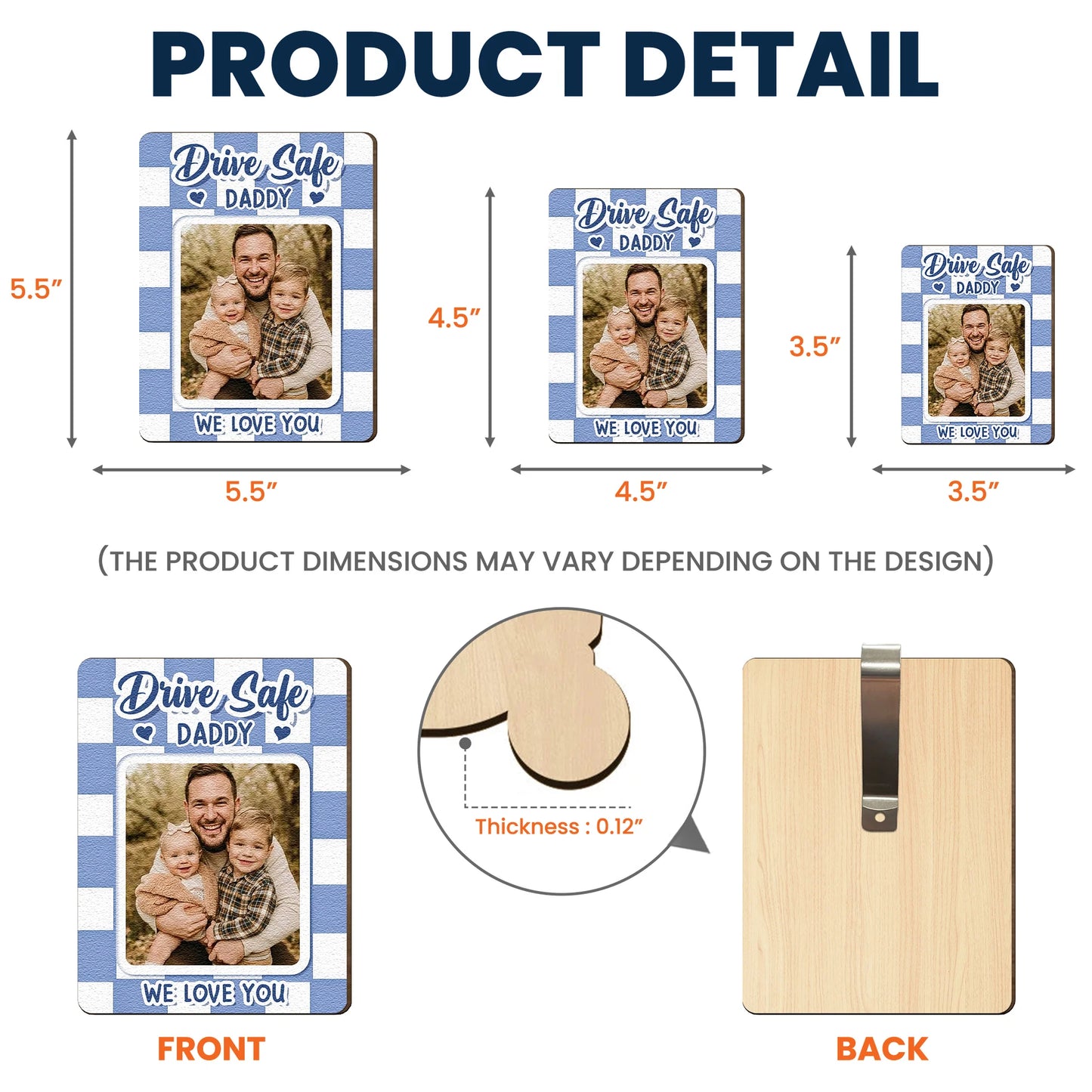 Drive Safe, Dad, Daddy, Grandpa - Personalized Car Visor Clip