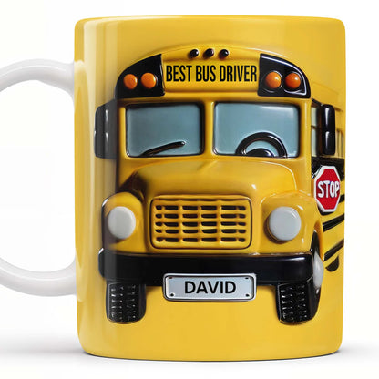 Best Bus Driver, School Bus And Stop Sign, Personalized Custom Coffee Mug, Gift For Bus Drivers