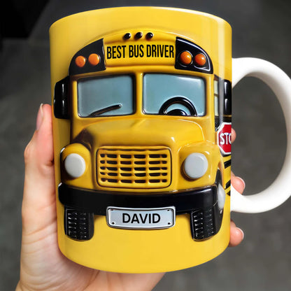 Best Bus Driver, School Bus And Stop Sign, Personalized Custom Coffee Mug, Gift For Bus Drivers