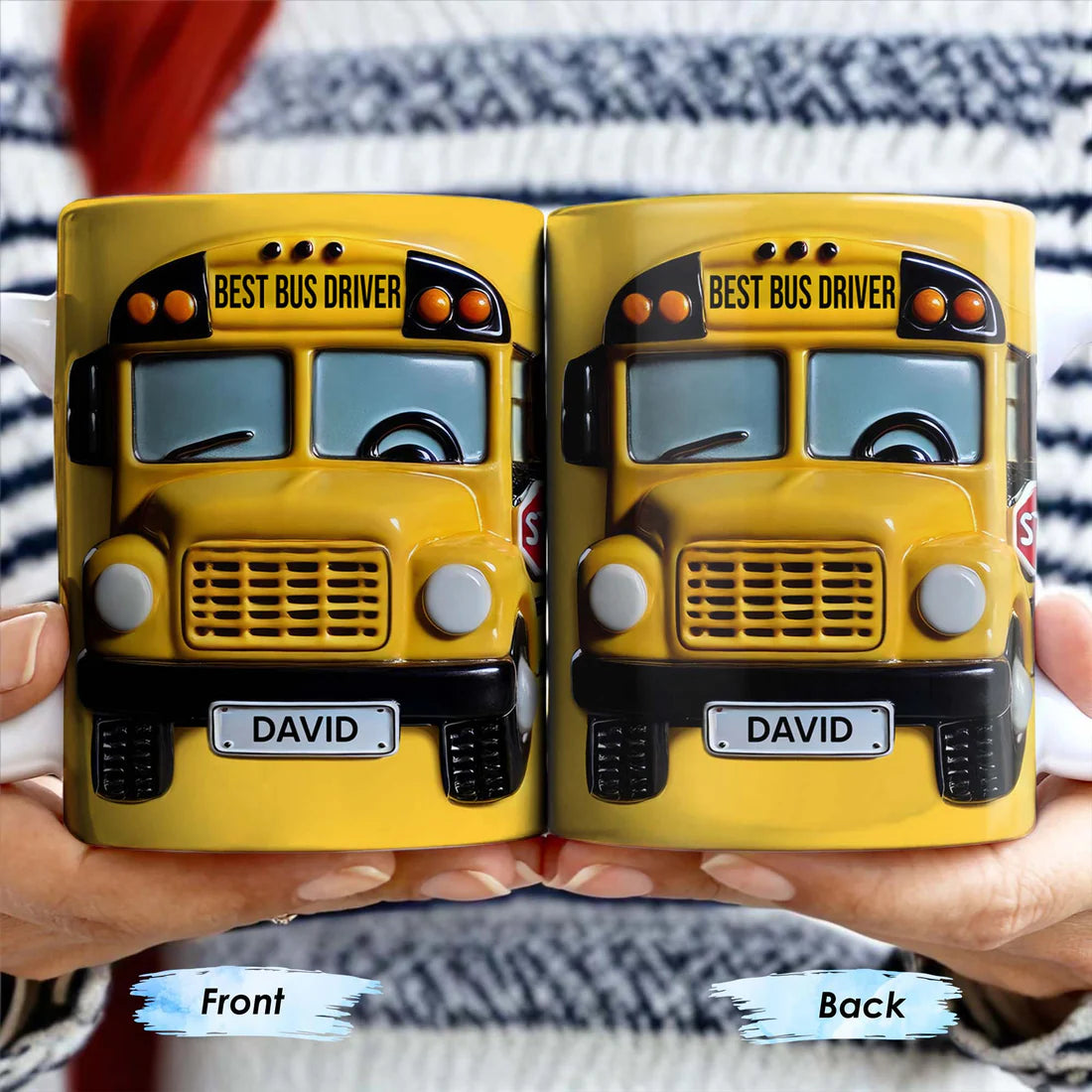 Best Bus Driver, School Bus And Stop Sign, Personalized Custom Coffee Mug, Gift For Bus Drivers