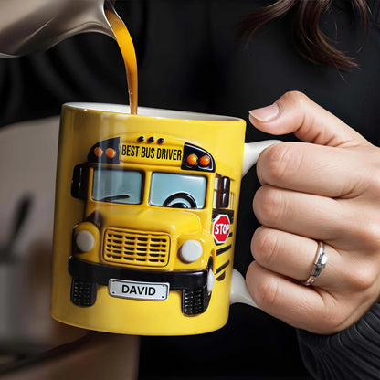 Best Bus Driver, School Bus And Stop Sign, Personalized Custom Coffee Mug, Gift For Bus Drivers