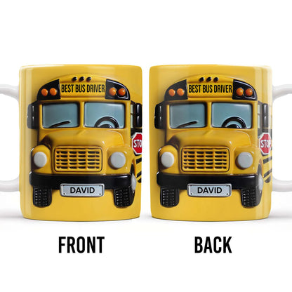 Best Bus Driver, School Bus And Stop Sign, Personalized Custom Coffee Mug, Gift For Bus Drivers
