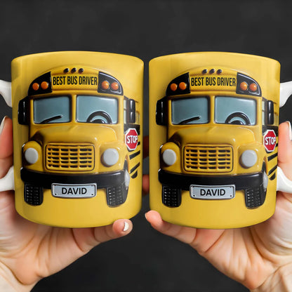 Best Bus Driver, School Bus And Stop Sign, Personalized Custom Coffee Mug, Gift For Bus Drivers