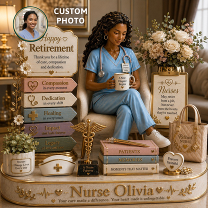 Personalized Nurse Retirement Acrylic Plaque – Custom Name Nurse Keepsake Gift, Happy Retirement Appreciation Desk Decor