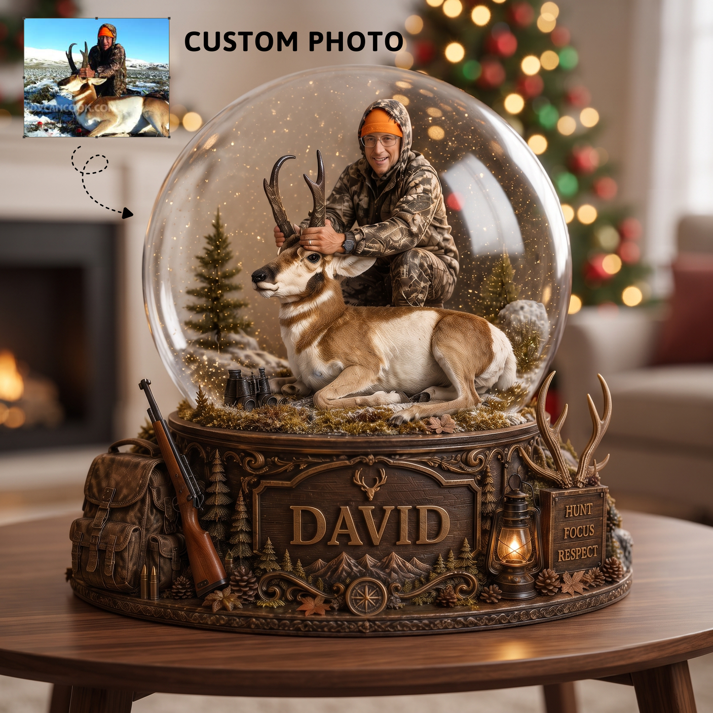 Personalized Hunting Photo Acrylic Plaque – Custom Hunter & Deer Keepsake Gift