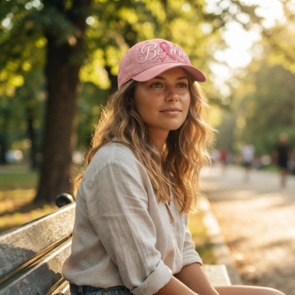 Personalized Believe Breast Cancer Awareness Cap – Custom Name Pink Ribbon Cotton Blend Hat