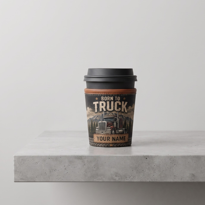 Personalized Trucker Coffee Sleeve – Custom Name Neoprene Iced Coffee Cup Sleeve Gift for Truck Drivers