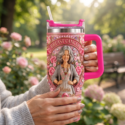 Hope Strength Love - Personalized Breast Cancer Awareness Tumbler