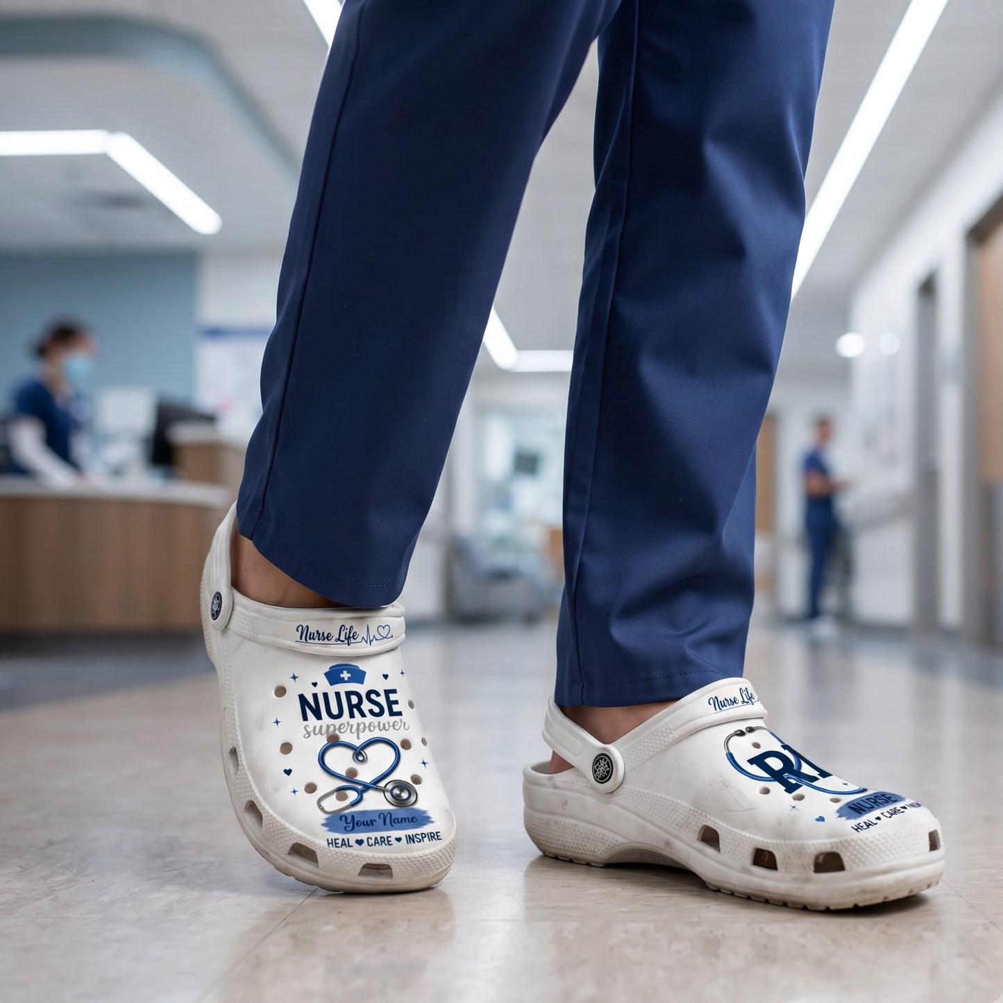 Personalized Nurse RN Clogs – Custom Name Medical Shoes, Nurse Life Comfortable Slip-On Clogs