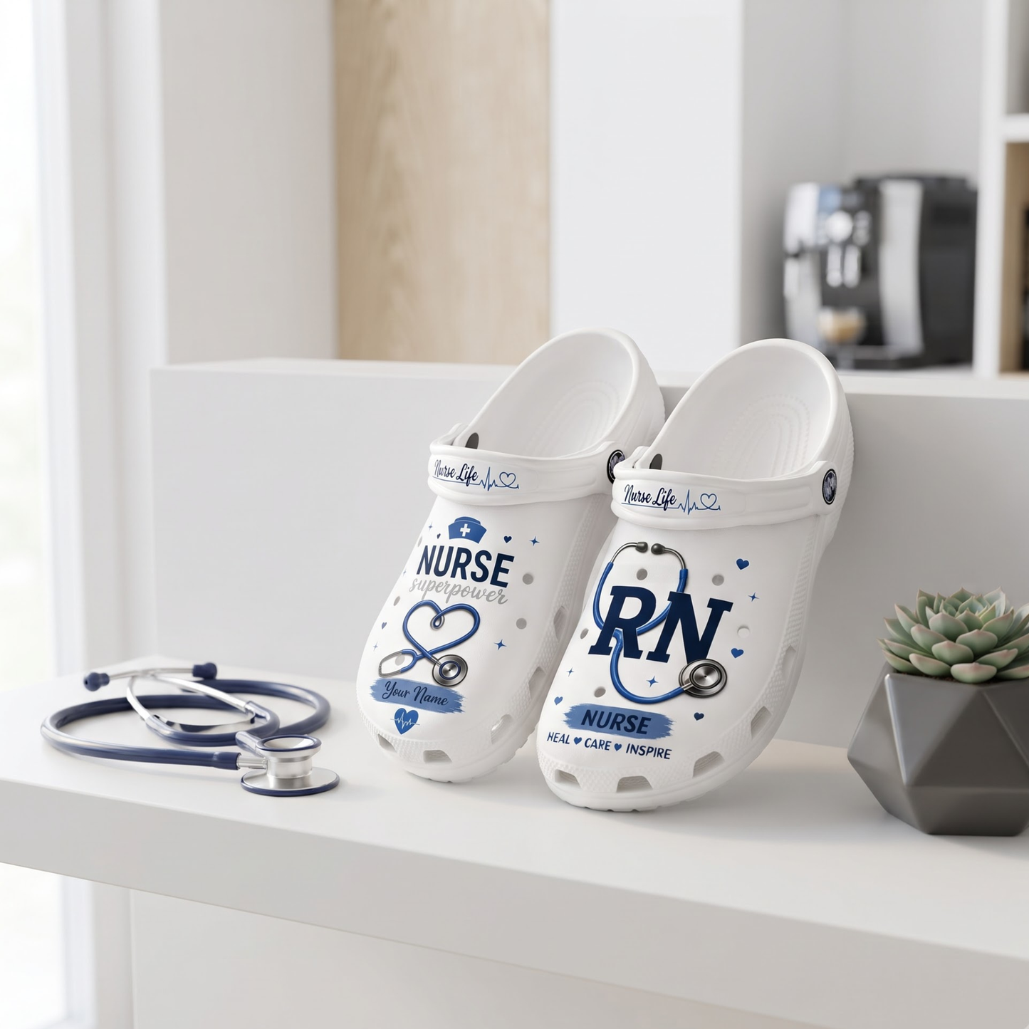 Personalized Nurse RN Clogs – Custom Name Medical Shoes, Nurse Life Comfortable Slip-On Clogs