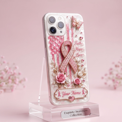 Personalized Faith Hope Love Full Print Phone Case - Breast Cancer Awareness