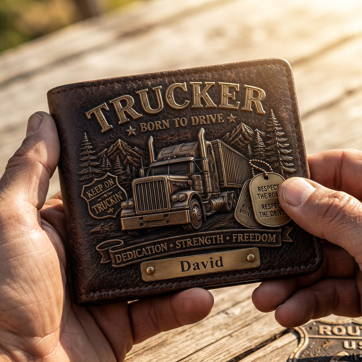 Personalized Trucker Wallet – Born To Drive Vintage Truck Driver Bifold Wallet, Custom Name Gift for Truckers