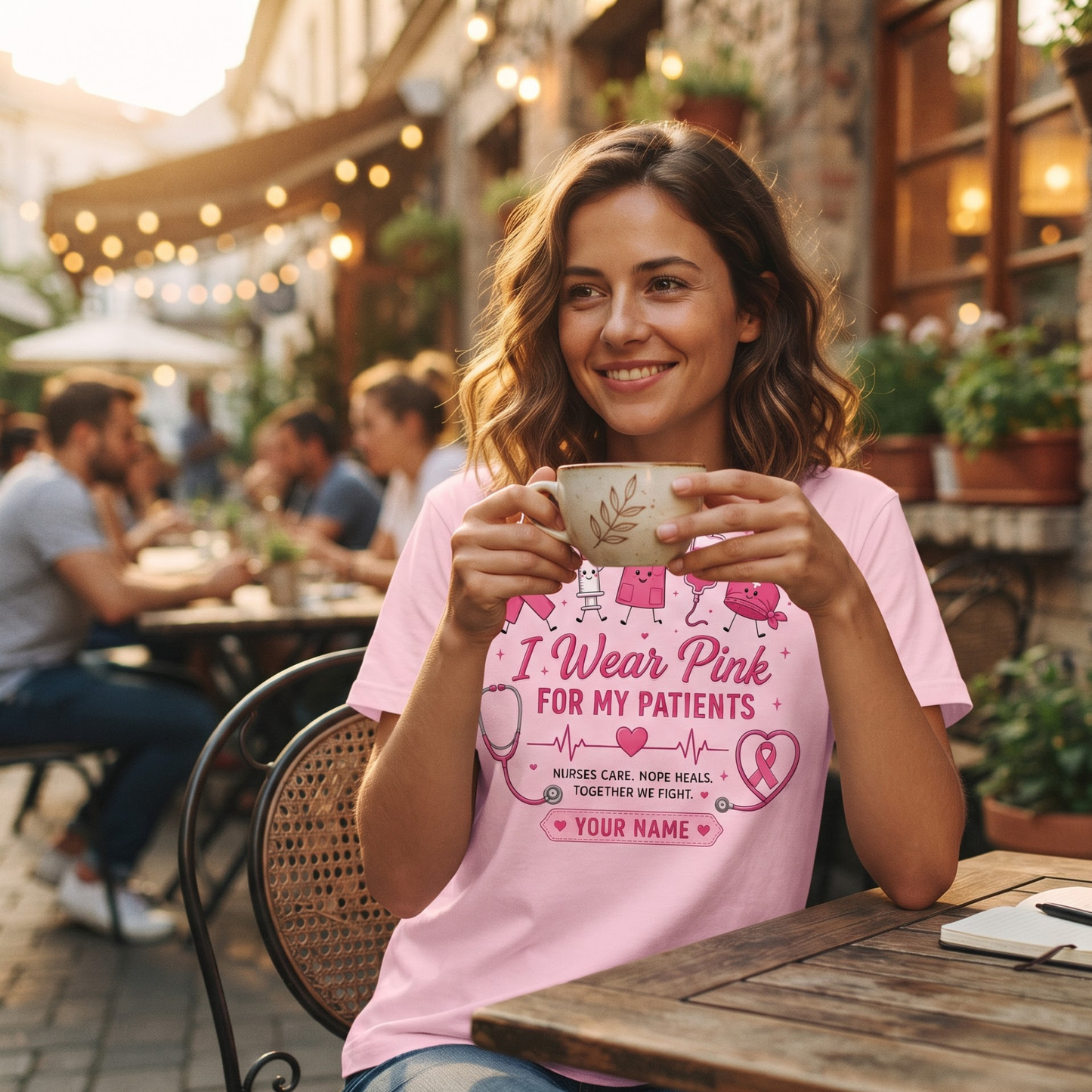 Personalized Breast Cancer Awareness Nurse Shirt – I Wear Pink For My Patients