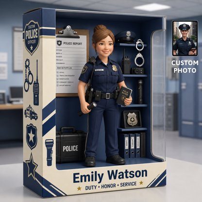 Personalized Police Officer Acrylic Display Box – Custom Female Police Officer Acrylic Keepsake Gift