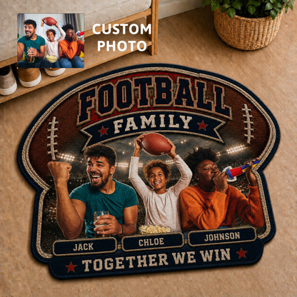 Personalized Football Family Doormat – Custom Photo Sports Family Welcome Mat