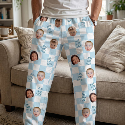 Father's Day Gift, Best Dad Ever, Custom Baby Photo Retro - Personalized Lounge Pants