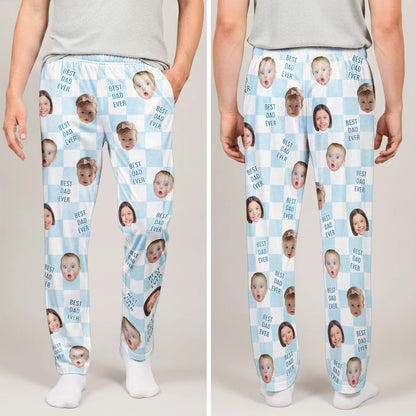 Father's Day Gift, Best Dad Ever, Custom Baby Photo Retro - Personalized Lounge Pants