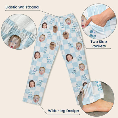 Father's Day Gift, Best Dad Ever, Custom Baby Photo Retro - Personalized Lounge Pants