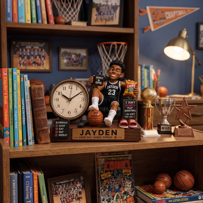Personalized Basketball Desk Clock Plaque – Custom Name Funny Basketball Player Acrylic Clock Gift
