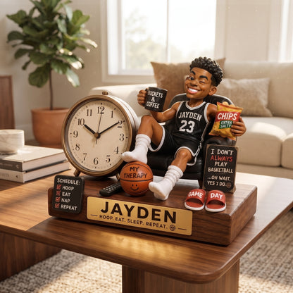 Personalized Basketball Desk Clock Plaque – Custom Name Funny Basketball Player Acrylic Clock Gift