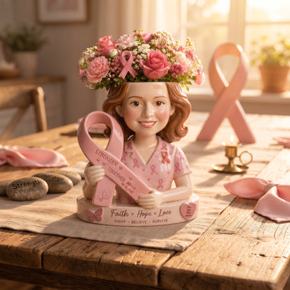 Custom Any Photo Breast Cancer Awareness - Personalized Breast Cancer Awareness Acrylic Pot