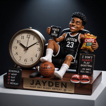 Personalized Basketball Desk Clock Plaque – Custom Name Funny Basketball Player Acrylic Clock Gift
