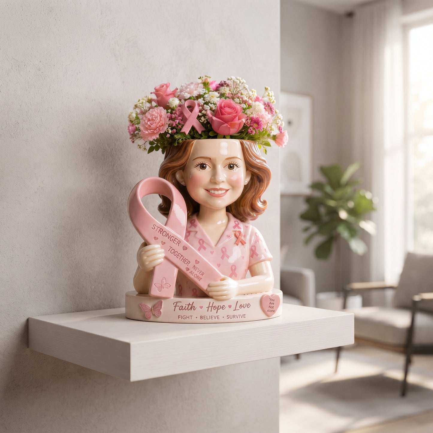 Custom Any Photo Breast Cancer Awareness - Personalized Breast Cancer Awareness Acrylic Pot