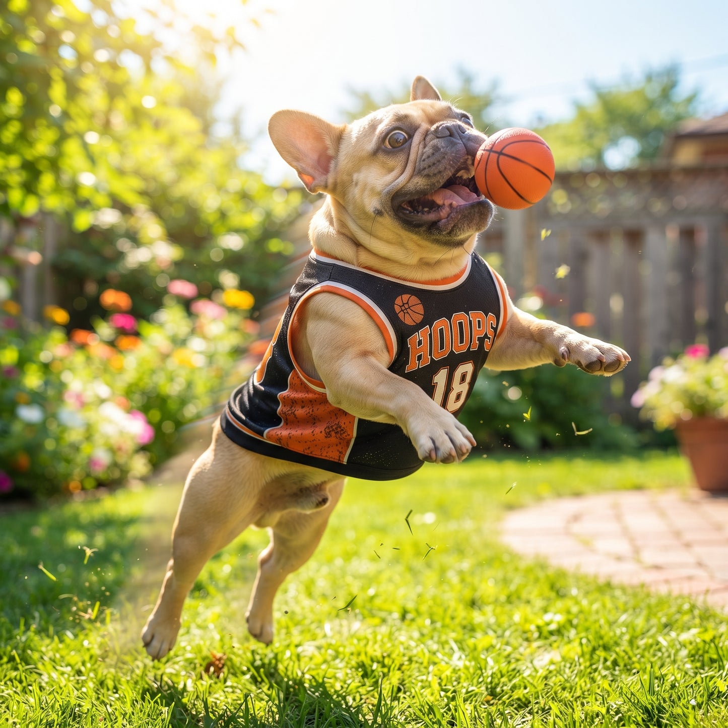 Personalized Pet Basketball Jersey – Custom Name & Number Sporty Jersey, Black Orange Hoops Pet Outfit
