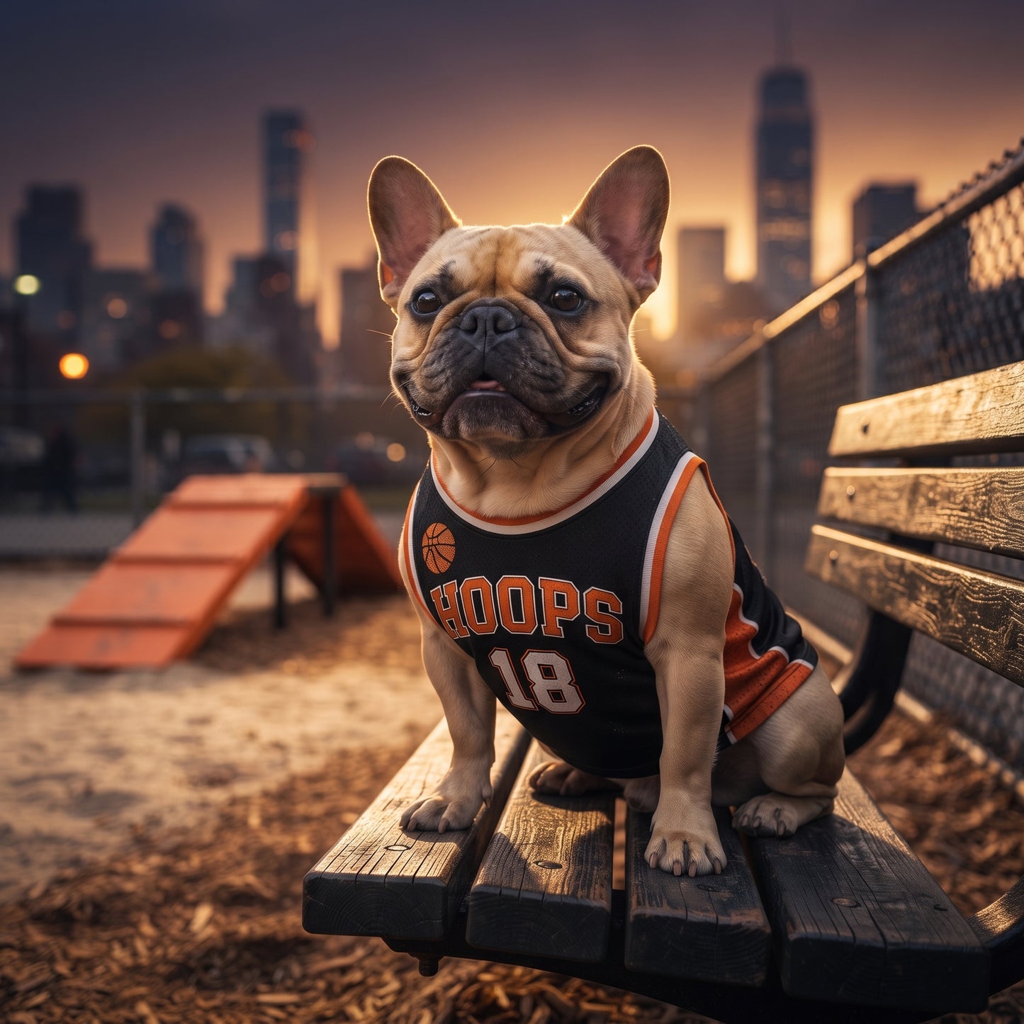 Personalized Pet Basketball Jersey – Custom Name & Number Sporty Jersey, Black Orange Hoops Pet Outfit