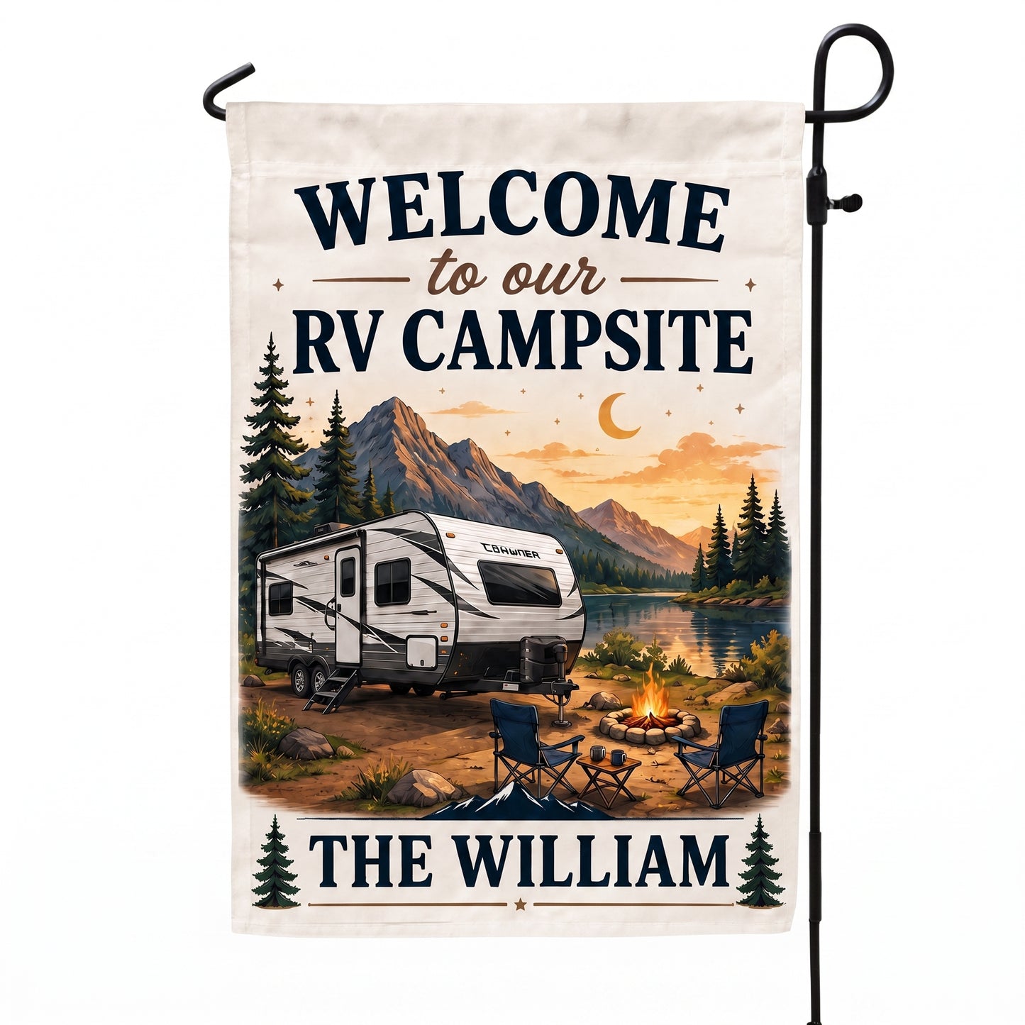 Personalized Welcome To Our RV Campsite Garden Flag – Custom Family Name Camping Flag, RV Camper Outdoor Decor Gift