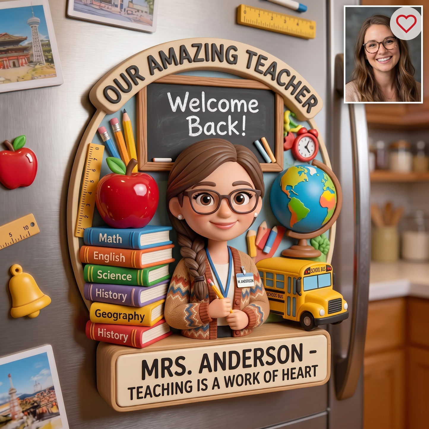 Personalized Teacher Fridge Magnet With Custom Name - Back To School Gift For Teachers