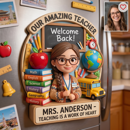 Personalized Teacher Fridge Magnet With Custom Name - Back To School Gift For Teachers