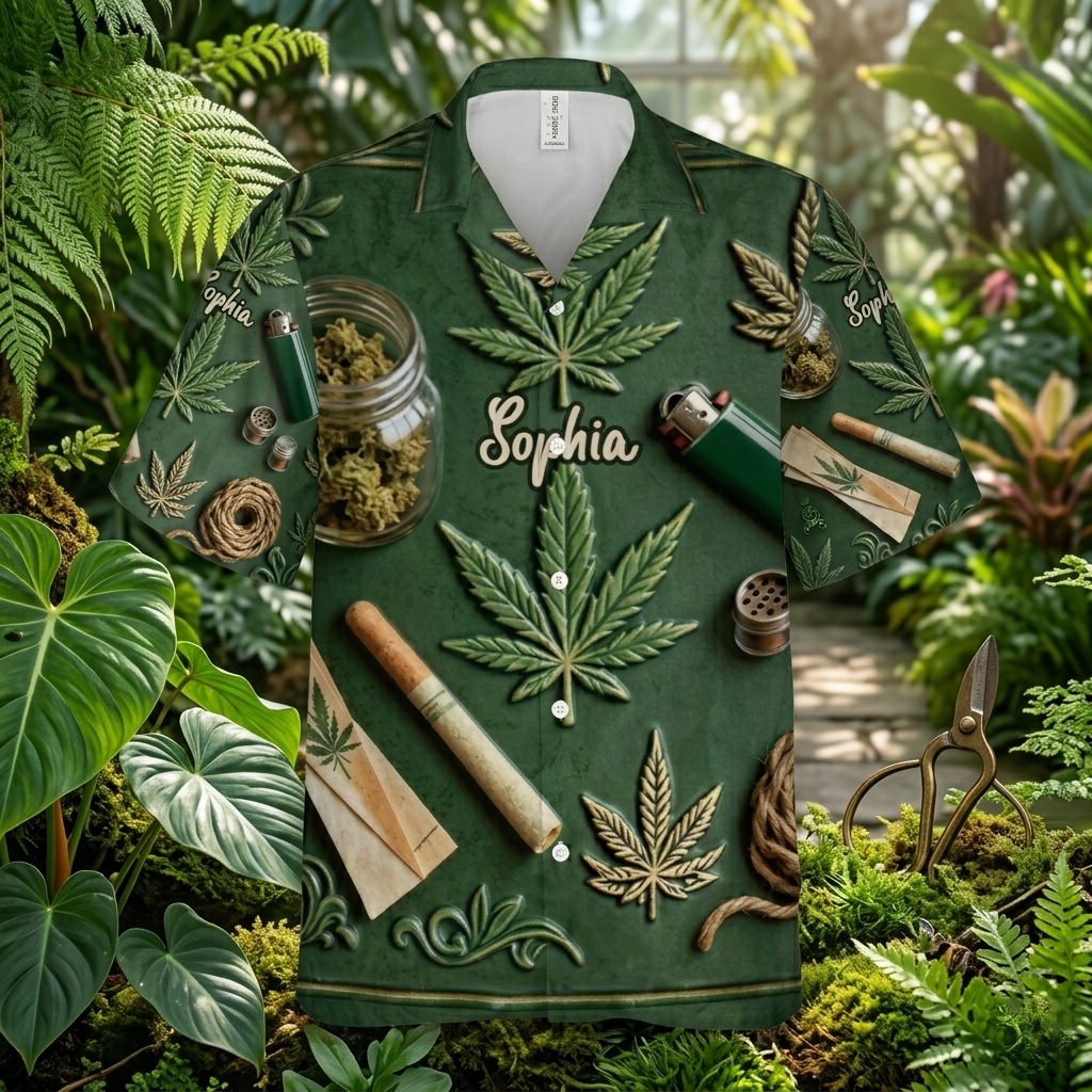 Green Magic Leaf - Personalized Weed Hawaiian Shirt