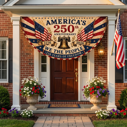 Personalized 250th Anniversary Bunting Flag, Custom Family Name Patriotic Banner 1776-2026, USA Semiquincentennial Decor, 4th of July Flag