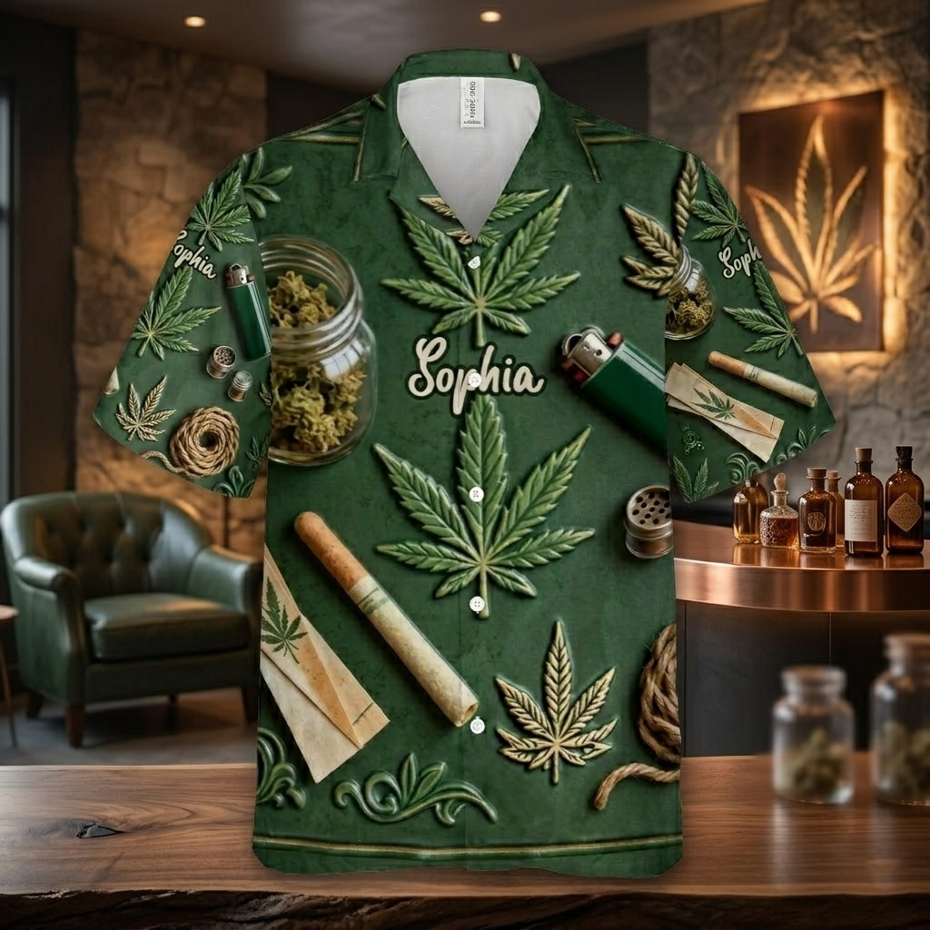 Green Magic Leaf - Personalized Weed Hawaiian Shirt