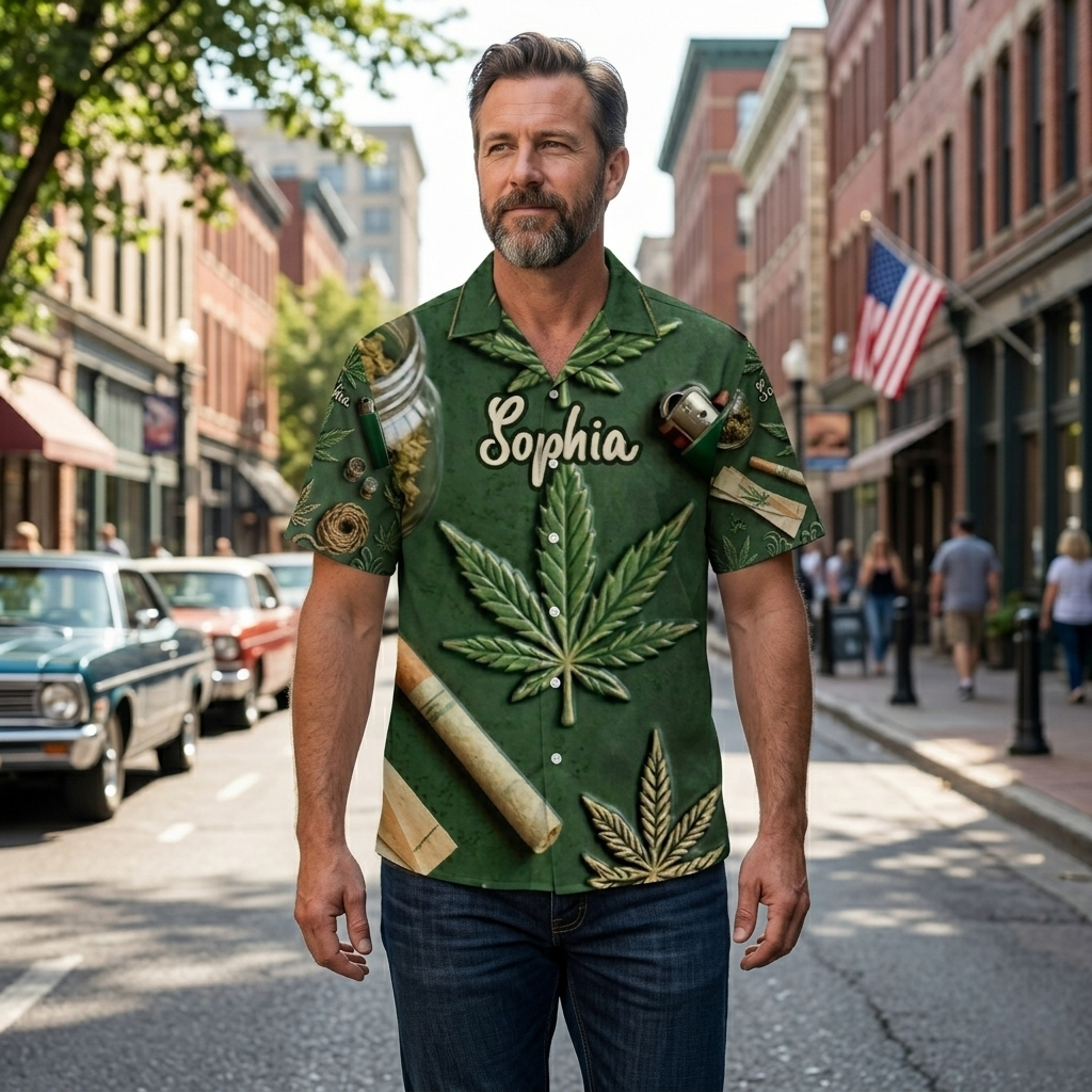 Green Magic Leaf - Personalized Weed Hawaiian Shirt