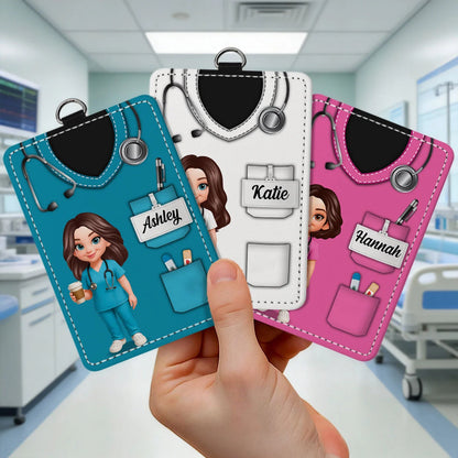 Nurse Uniform - Personalized ID Badge Holder - Gift For Nurse