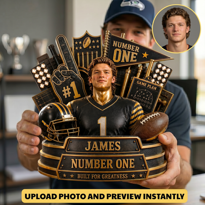 Custom Any Photo Number One Football - Personalized Football Custom Shaped Acrylic Plaque