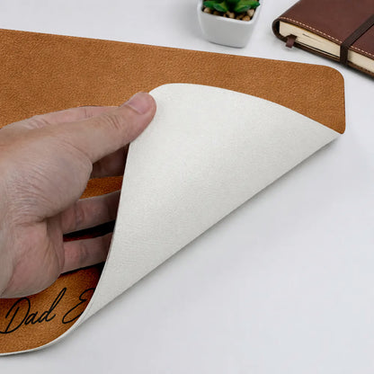 Custom Photo Pencil Sketch Just A Dad And His Girl - Personalized Leather Desk Mat