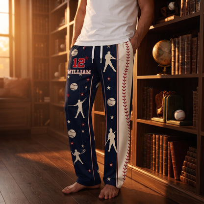 Custom Name & Number For Baseball, Softball, Soccer, Football, Basketball, Hockey Lover - Personalized Lounge Pants
