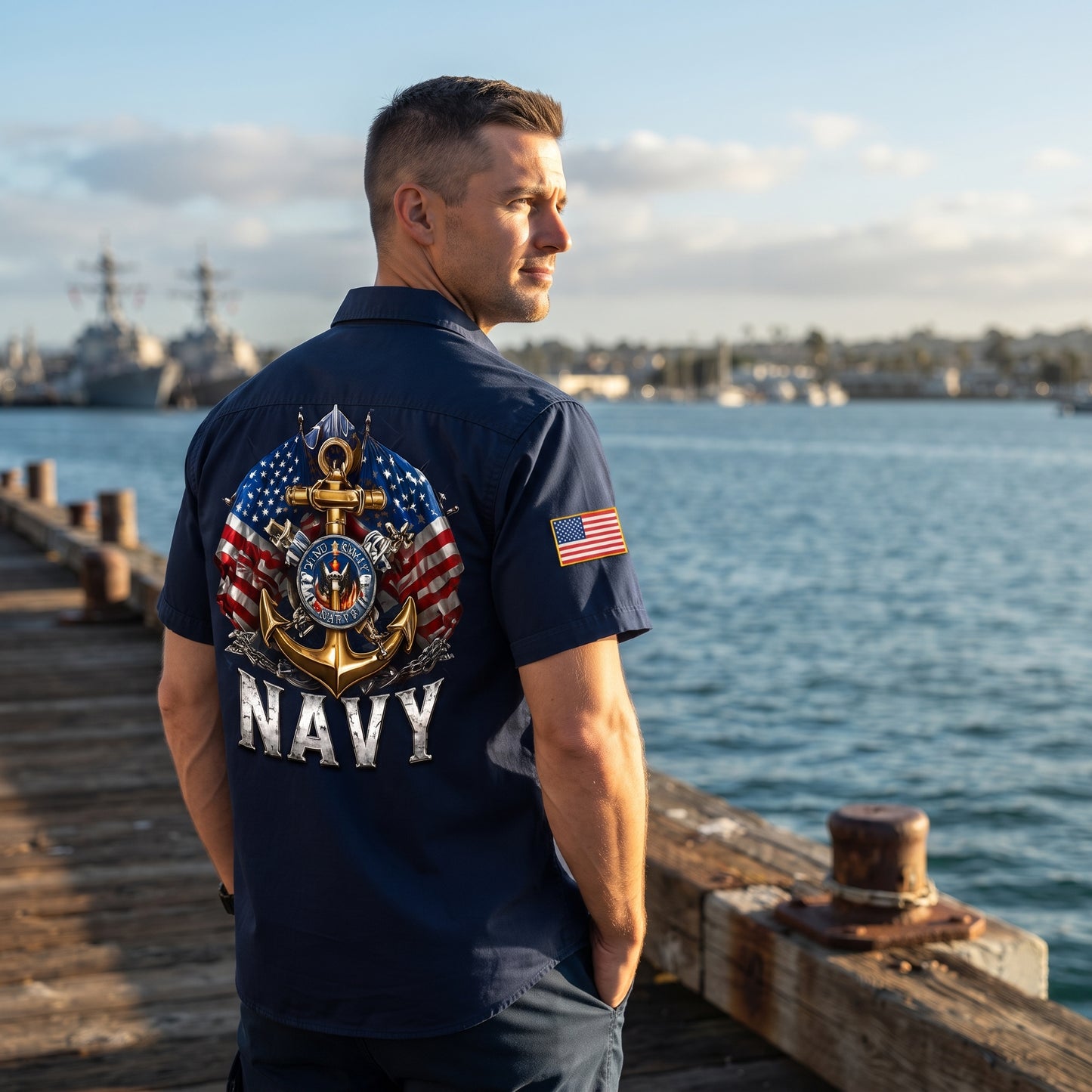 Custom US Military Branch & Unit Cotton Cargo Shirt – Personalized Veteran Name