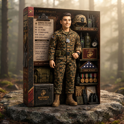 Personalized Military Branch Acrylic Display Box – Custom Photo U.S. Army, Navy, Marine Corps, Air Force, Space Force & Coast Guard Keepsake Gift