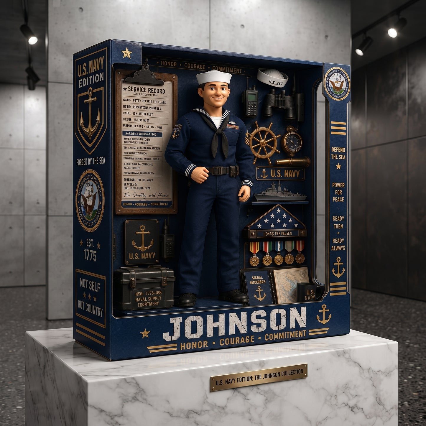 Personalized Military Branch Acrylic Display Box – Custom Photo U.S. Army, Navy, Marine Corps, Air Force, Space Force & Coast Guard Keepsake Gift