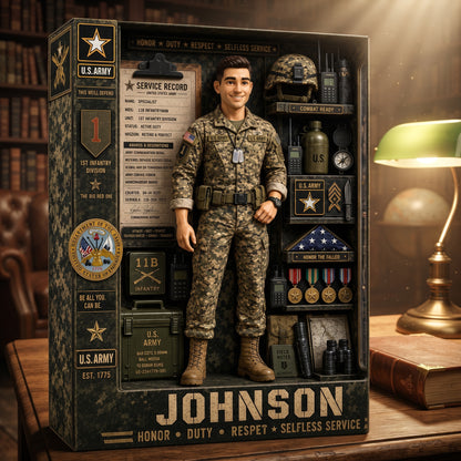 Personalized Military Branch Acrylic Display Box – Custom Photo U.S. Army, Navy, Marine Corps, Air Force, Space Force & Coast Guard Keepsake Gift