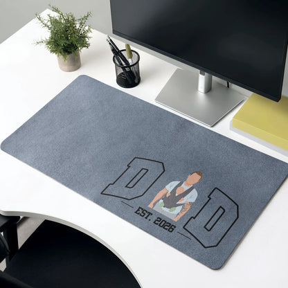 New Dad, Mom - Custom Faceless Photo Illustration Art - Personalized Desk Mat