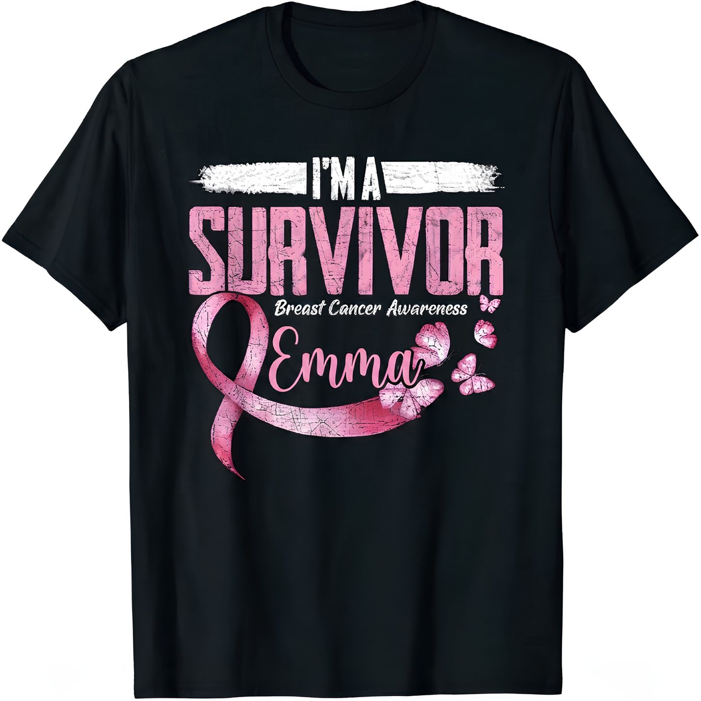 I'm A Survivor - Personalized Breast Cancer Awareness Shirt With Custom Name