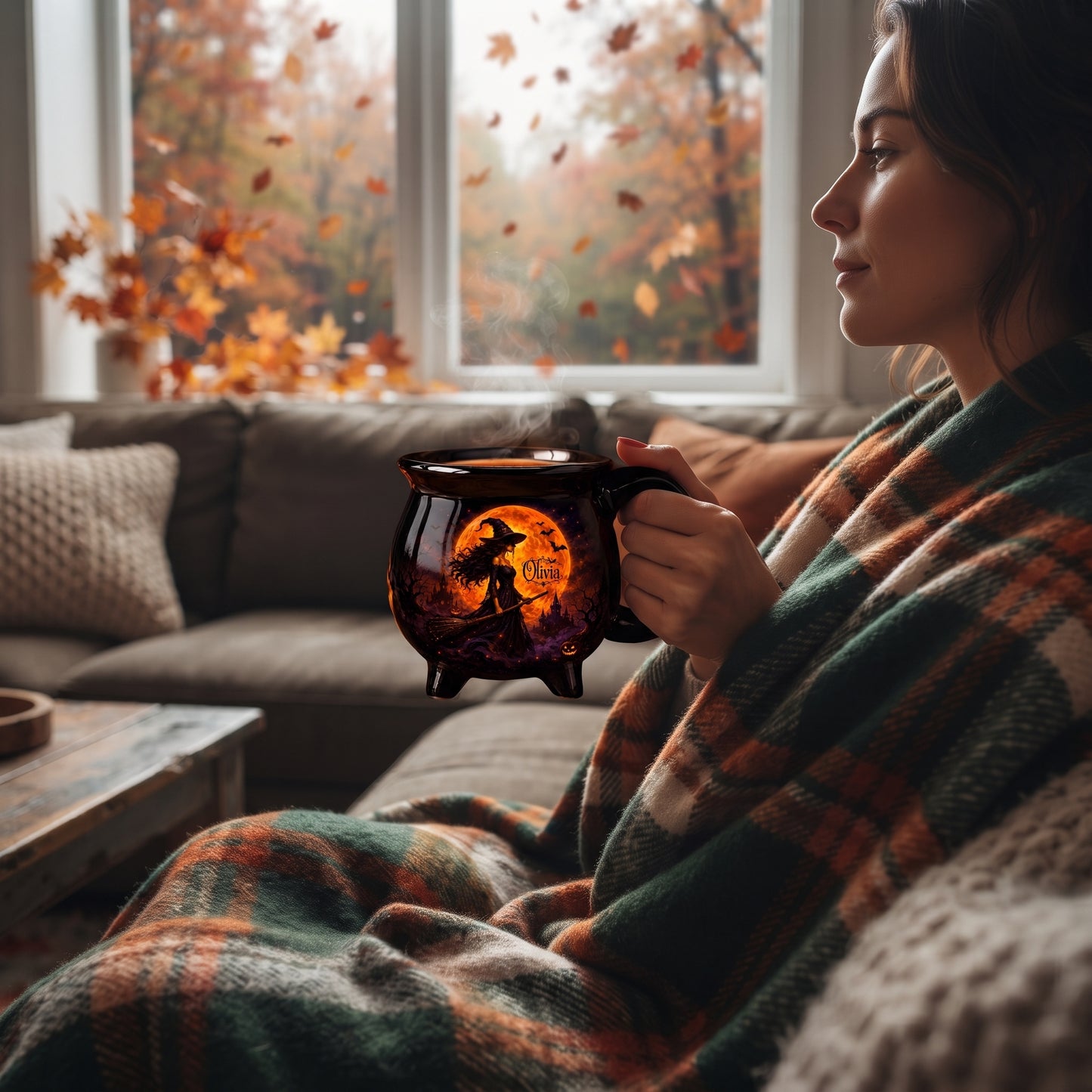 Custom Witch Cauldron Coffee Mug - Personalized Halloween Witchy Gifts For Besties, Sisters, BFF, Family, Yourself - Witching You A Wicked Brew