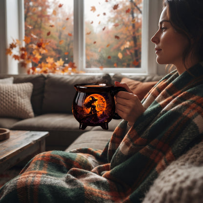 Custom Witch Cauldron Coffee Mug - Personalized Halloween Witchy Gifts For Besties, Sisters, BFF, Family, Yourself - Witching You A Wicked Brew